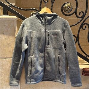 Gray Fleece Jacket with Hood